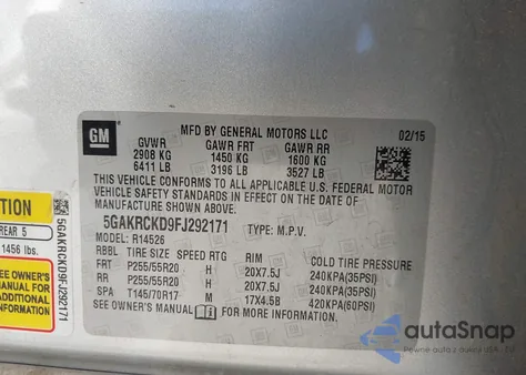 2015 Buick Enclave from USA, damaged, VIN 5GAKRCKD9FJ292171